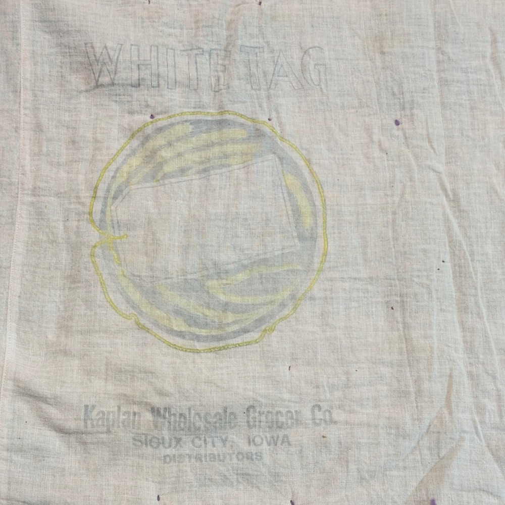Vintage Handmade Basket Quilt Flour Feed Sack Backing Purple Scrap Quilt 82 x 72 - Picture 8 of 9